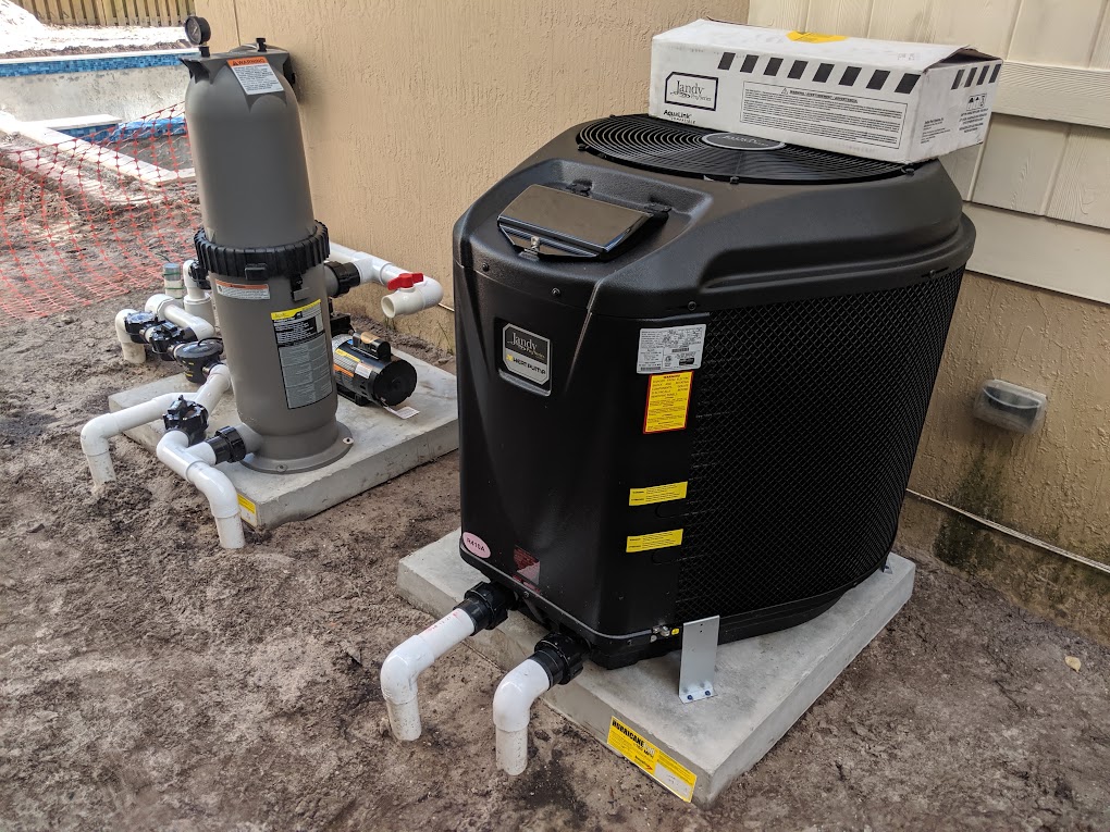 Pool heat pump and filter system serviced by MBG&A