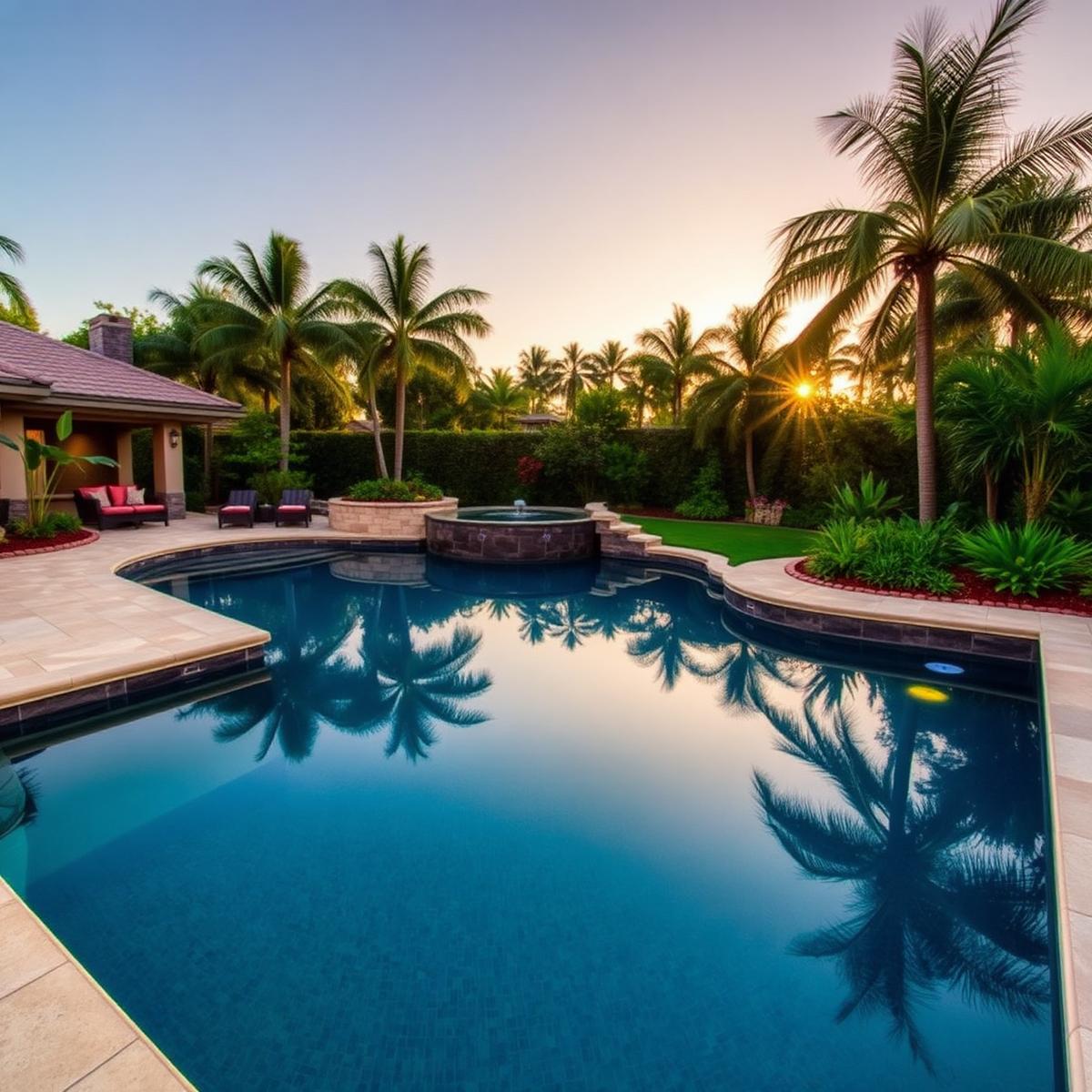 Custom pool build with tile, coping, and deck complete