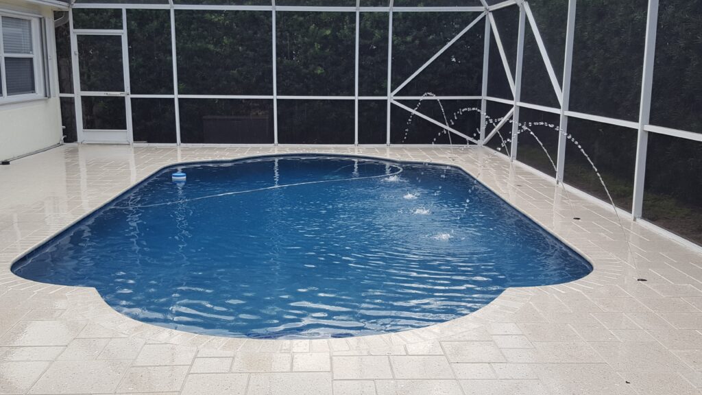 Custom pool deck and water feature