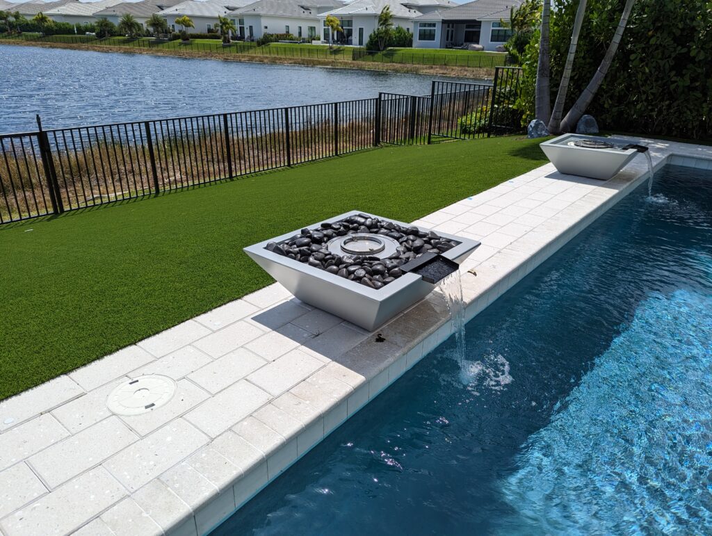 Resurfaced pool with modern coping